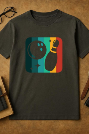 Bowling Ball And Pin Retro Icon T-Shirt