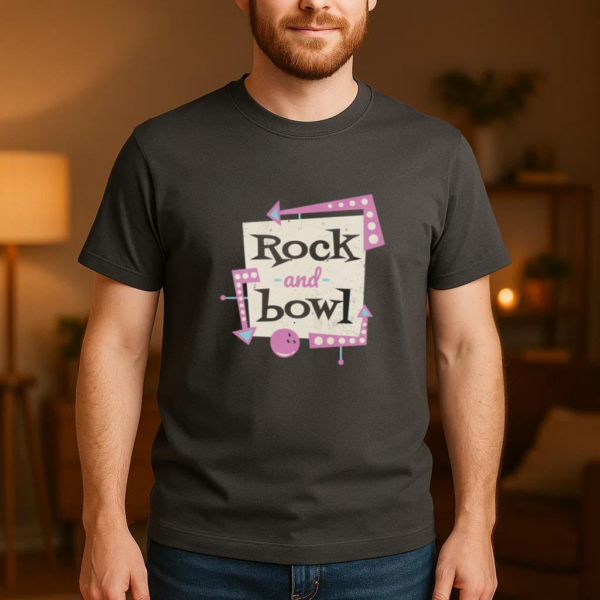Bowling Ball Sign Retro T Shirt Design T-Shirt - Image 4