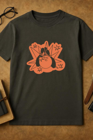 Bowling Cut Out Retro Ball And Pins T-Shirt