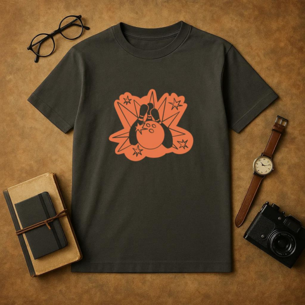 Bowling Cut Out Retro Ball And Pins T-Shirt