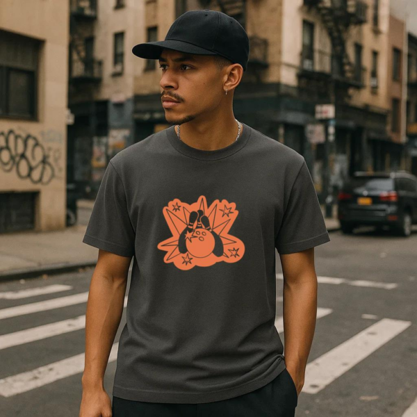 Bowling Cut Out Retro Ball And Pins T-Shirt - Image 2