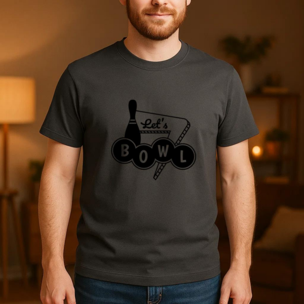 Bowling Filled Stroke Sign Lets Bowl T-Shirt - Image 4