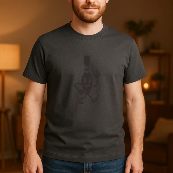 Bowling Pin Cut Out Retro Cartoon T-Shirt - Image 4
