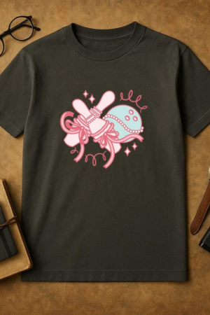 Bowling Pins And Ball With Festive Ribbons T-Shirt