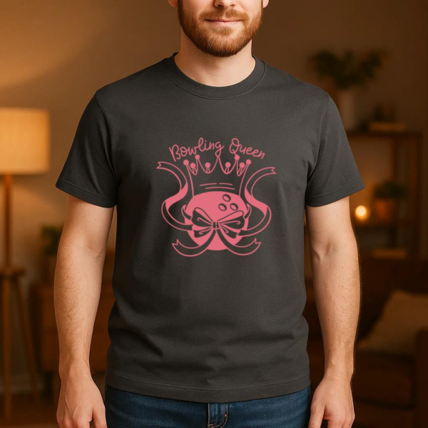Bowling Queen Pink Design T-Shirt - Image 4