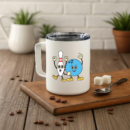 Bowling Retro Cartoon Ball And Pins Insulated Coffee Mug 10oz