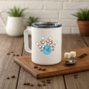 Bowling Retro Cartoon Ball Hitting Pins Insulated Coffee Mug 10oz