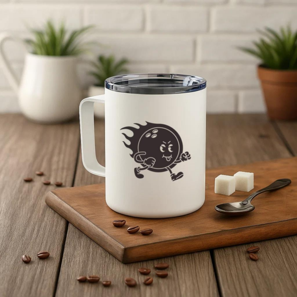 Bowling Retro Cartoon Ball Insulated Coffee Mug 10oz - Image 3