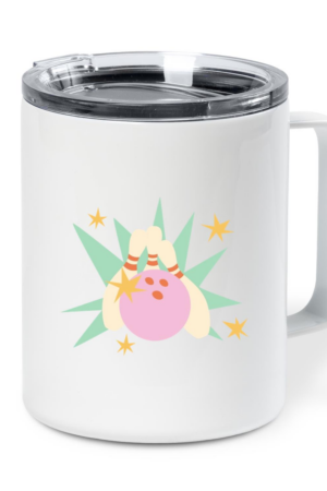 Bowling Retro Flat Ball And Pins Insulated Coffee Mug 10oz