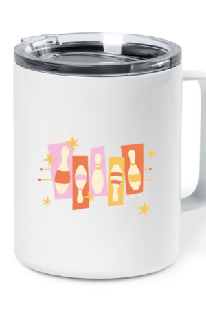 Bowling Retro Flat Pins Insulated Coffee Mug 10oz