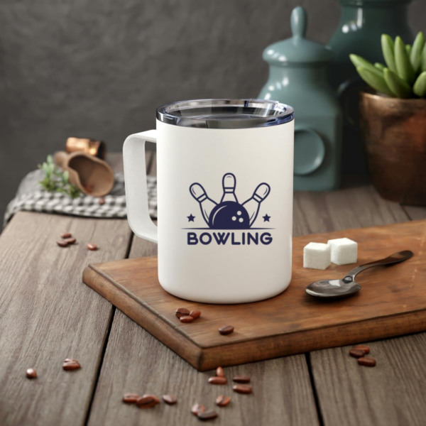 Bowling Sport Badge Insulated Coffee Mug 10oz - Image 2