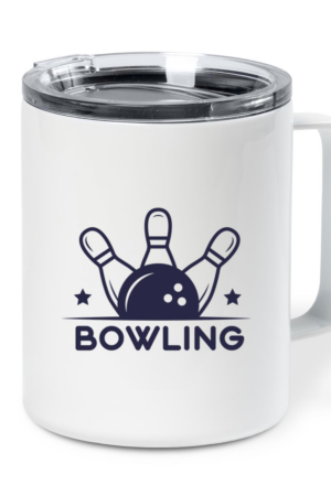 Bowling Sport Badge Insulated Coffee Mug 10oz