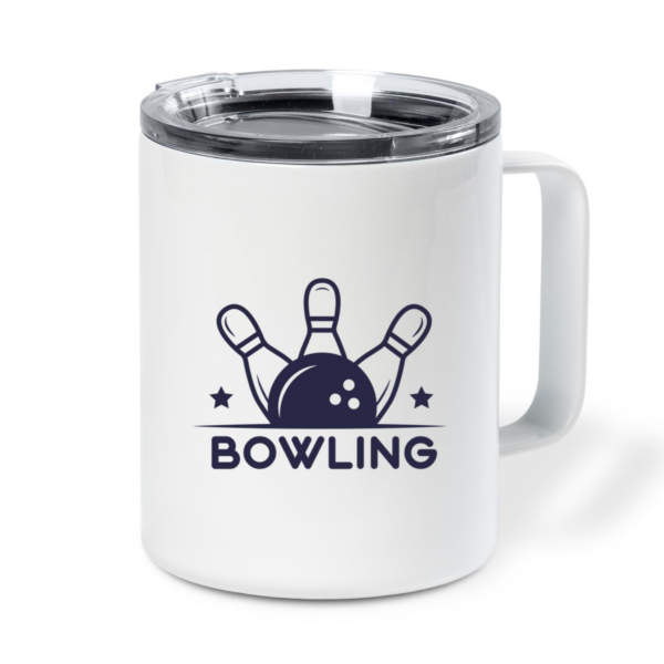 Bowling Sport Badge Insulated Coffee Mug 10oz