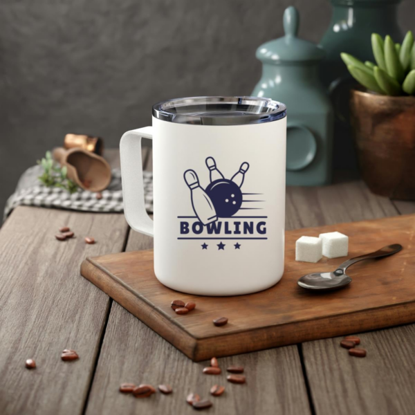 Bowling Strike Badge Insulated Coffee Mug 10oz - Image 2
