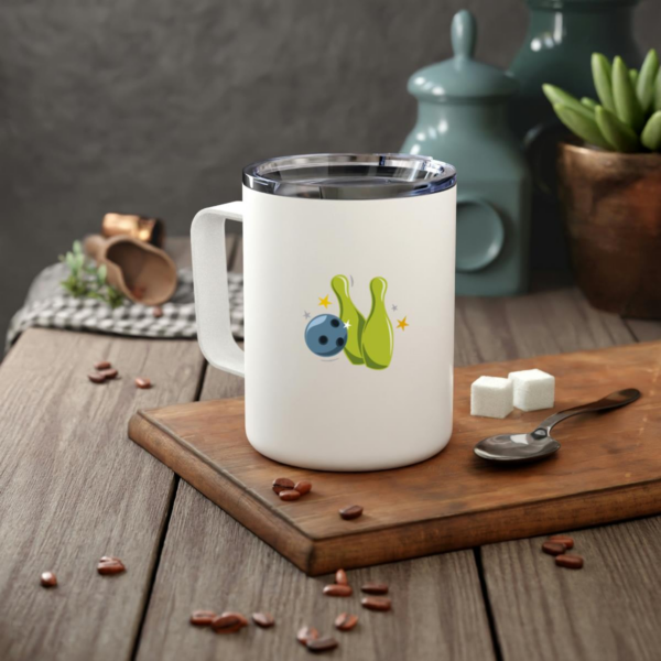 Cartoon Bowling Strike Insulated Coffee Mug 10oz - Image 2