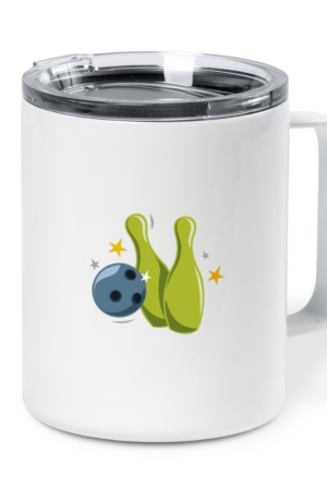 Cartoon Bowling Strike Insulated Coffee Mug 10oz
