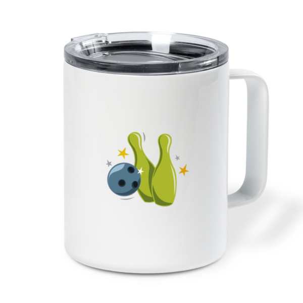 Cartoon Bowling Strike Insulated Coffee Mug 10oz