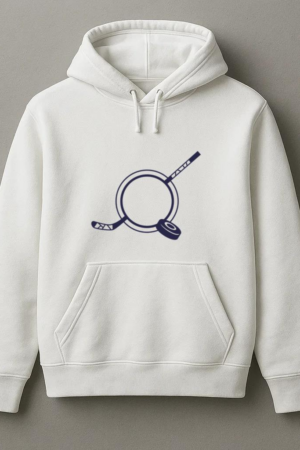 Hockey Stick And Disk Label Cut Out Hoodie