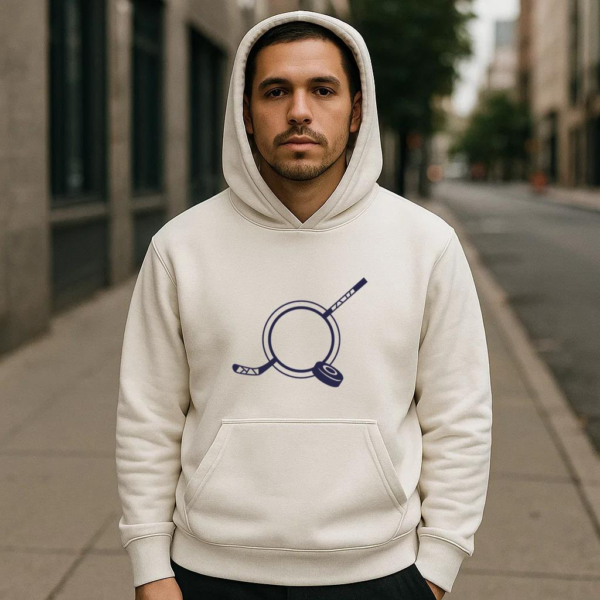 Hockey Stick And Disk Label Cut Out Hoodie - Image 4
