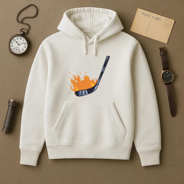Hockey Stick On Fire Illustration Hoodie - Image 2