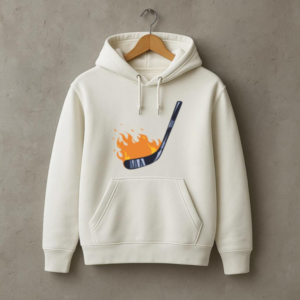 Hockey Stick On Fire Illustration Hoodie - Image 3