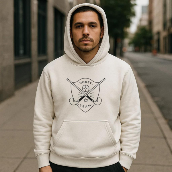 Hockey Team Stick Ball Star Badge Stroke Hoodie - Image 4