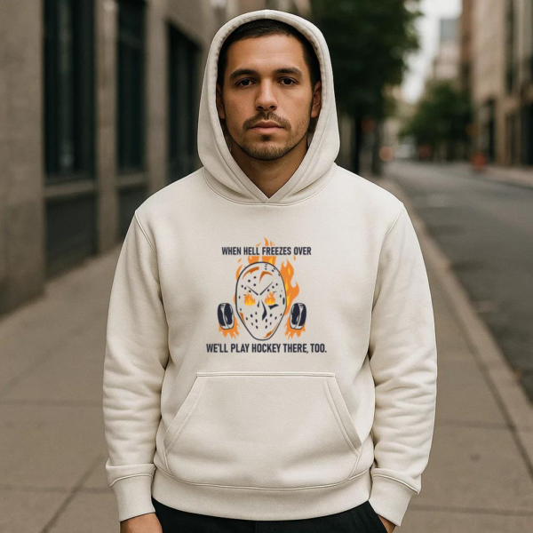 Ice Hockey Helmet Badge Quote Flat Hoodie - Image 4