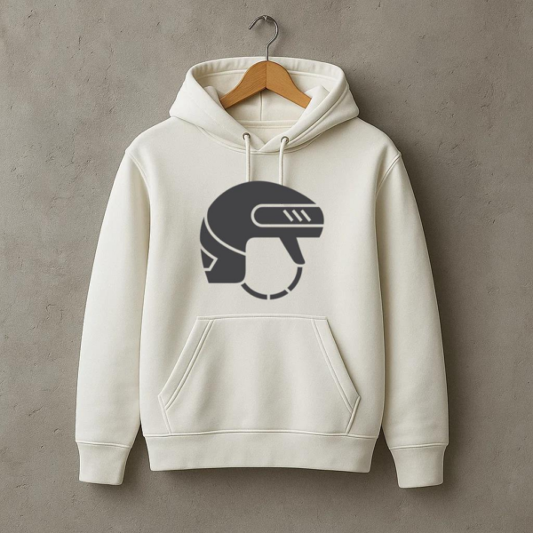 Ice Hockey Helmet Flat Icon Hoodie - Image 3