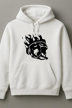 Ice Hockey Helmet On Fire High Contrast Hoodie