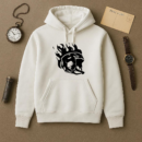 Ice Hockey Helmet On Fire High Contrast Hoodie