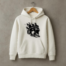 Ice Hockey Helmet On Fire High Contrast Hoodie