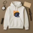 Ice Hockey Helmet On Fire Illustration Hoodie