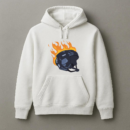Ice Hockey Helmet On Fire Illustration Hoodie