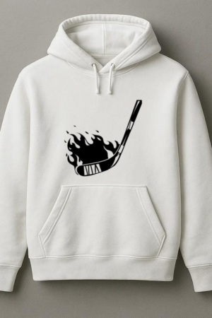 Ice Hockey On Fire High Contrast Hoodie