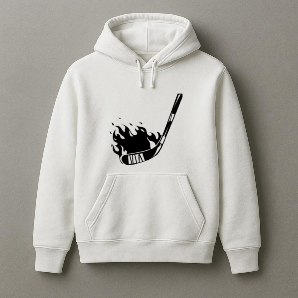 Ice Hockey On Fire High Contrast Hoodie