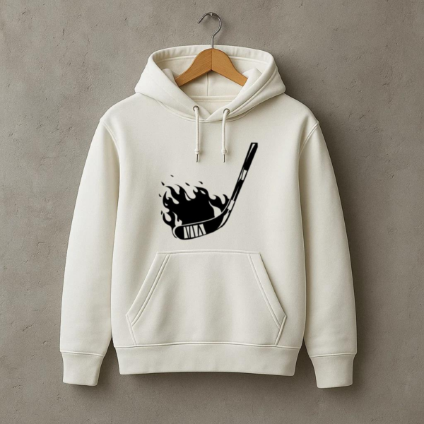 Ice Hockey On Fire High Contrast Hoodie - Image 3