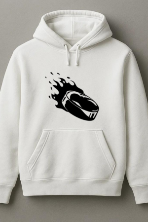 Ice Hockey Puck On Fire High Contrast Hoodie