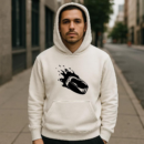 Ice Hockey Puck On Fire High Contrast Hoodie