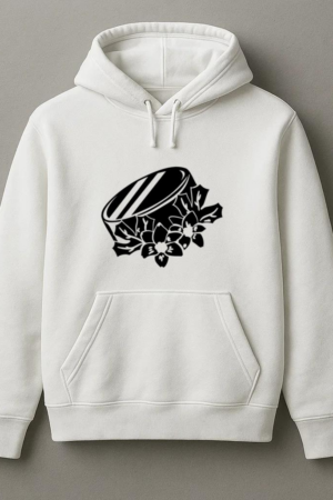 Ice Hockey Puck With Flowers High Contrast Hoodie