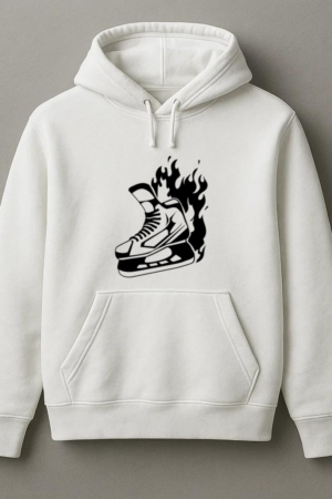 Ice Hockey Skate On Fire High Contrast Hoodie