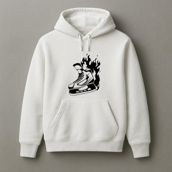 Ice Hockey Skate On Fire High Contrast Hoodie