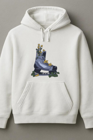 Ice Hockey Skate With Flowers Illustration Hoodie