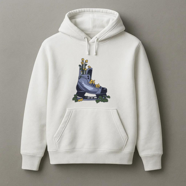Ice Hockey Skate With Flowers Illustration Hoodie