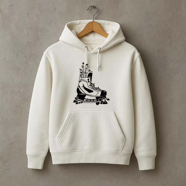 Ice Hockey Skate With Plants High Contrast Hoodie - Image 3