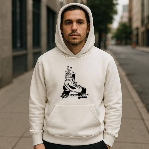 Ice Hockey Skate With Plants High Contrast Hoodie - Image 4