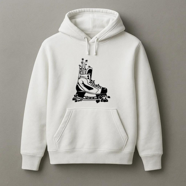 Ice Hockey Skate With Plants High Contrast Hoodie