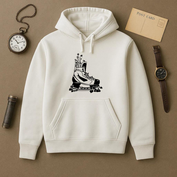 Ice Hockey Skate With Plants High Contrast Hoodie - Image 2