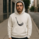 Ice Hockey Stick Moving High Contrast Hoodie