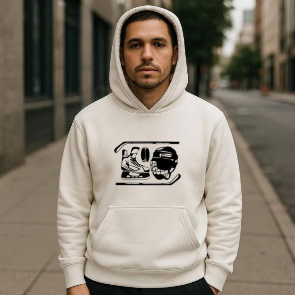 Ice Hockey Sticks And Elements High Contrast Hoodie - Image 4