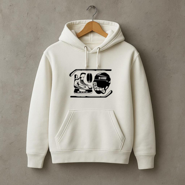 Ice Hockey Sticks And Elements High Contrast Hoodie - Image 3